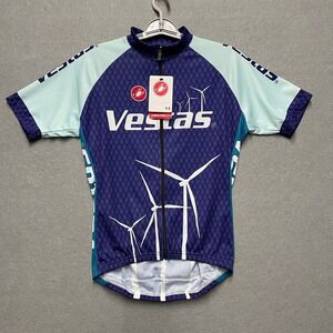 Castelli Dona Cycling Jersey Womens Large Purple Blue Vestas Wind Systems Zip